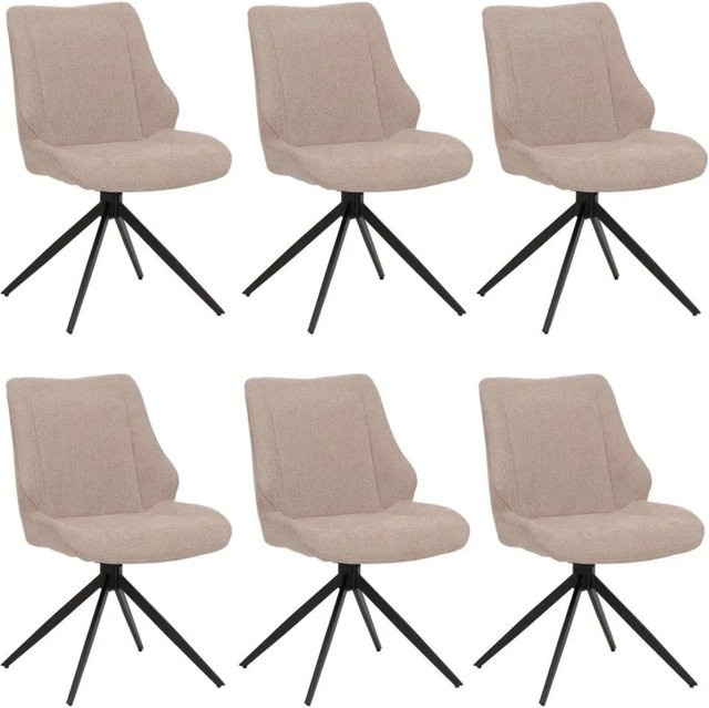 6er-Set MCW Esszimmerstühle O48 Beige mit Chenille-Stoff und Auto-Return Funktion - Bild 2