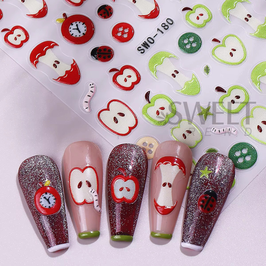 SWEET TREND Nagelaufkleber, Apfel-Motiv, Matt, 2 Stück - Bild 3