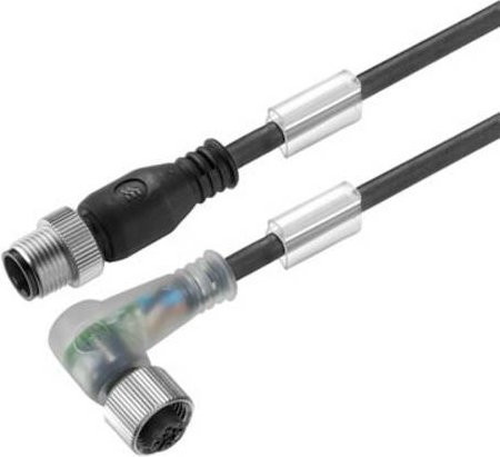 Weidmüller Sensor-Aktor-Steckverbinder M12 konfektioniert, Stecker gerade und Buchse gewinkelt, 3 Pol, schwarz, Länge: 1,50 m - Bild 1