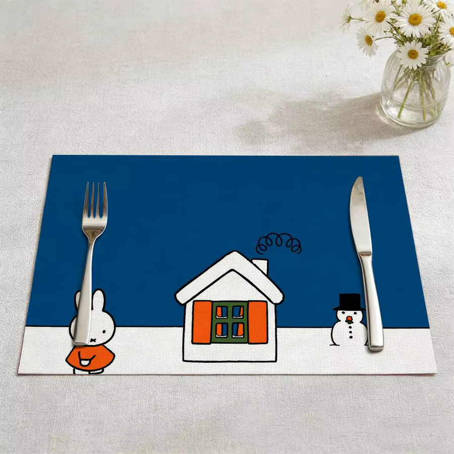 Miffy Kawaii Tischsets aus Leinen in Blau für Cafés und Picknicks - Bild 5