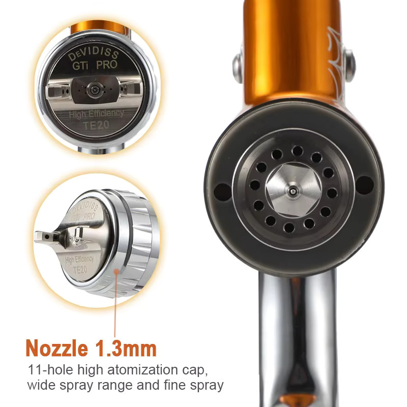 Devi HYFIRE Pro Lite Spritzpistole in Orange mit 1,3 mm Düse und 600 ml Kapazität - Bild 2