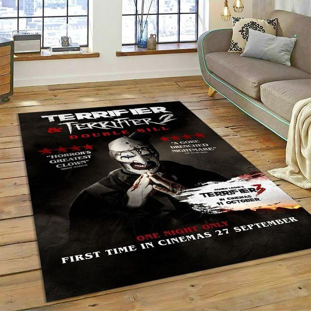 Karpetti 3D Terrifier 3 Horror Clown Teppich, Waschbarer Polyester Fußmatte für Wohnzimmer und Schlafzimmer, B/B: 80 x 120 cm, Multicolour - Bild 1