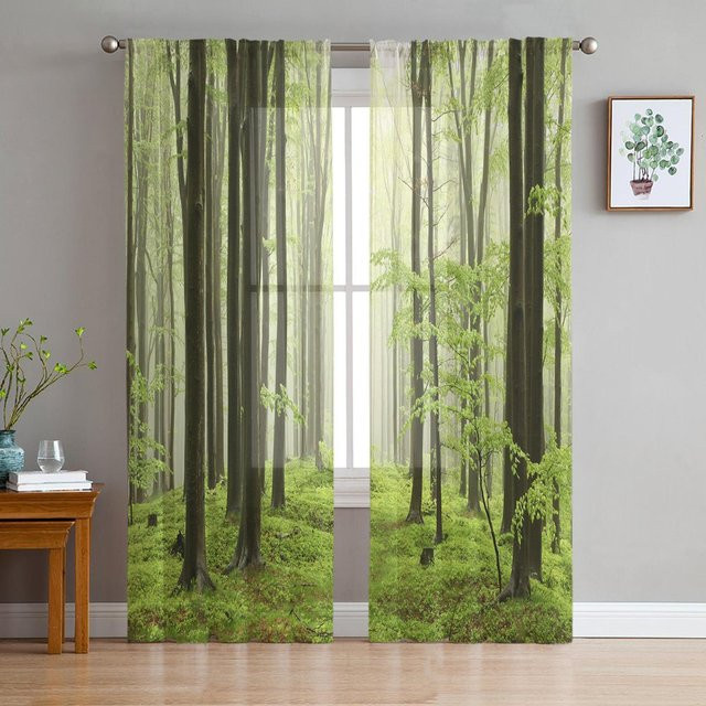 Bergwald Transparente Vorhänge aus Tüll und Organza, Farbe: Transparent, Breite: 135 cm, Höhe: 185 cm - Bild 1