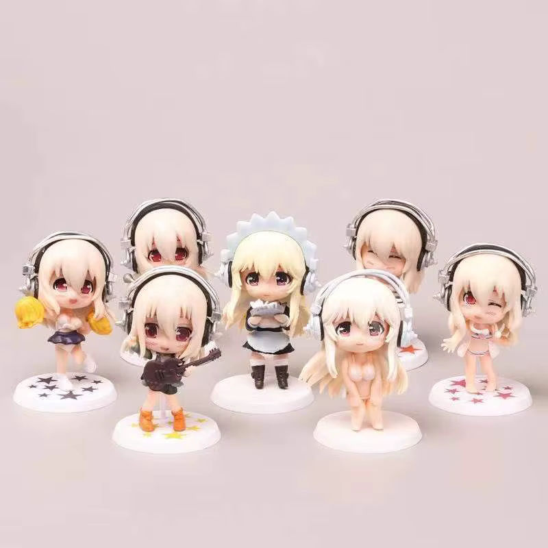 Super Sonico Anime Figur Q-Version Bademode Maid Modell aus Kunststoff, Bandai, mehrfarbig, Höhe: 10 cm - Bild 2