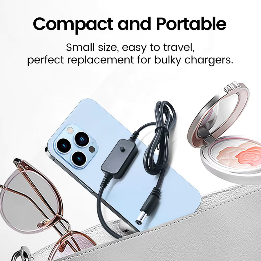 Elough USB-C auf DC Boost Step-up Kabel für WiFi Router und Laptop, Schwarz - Bild 5