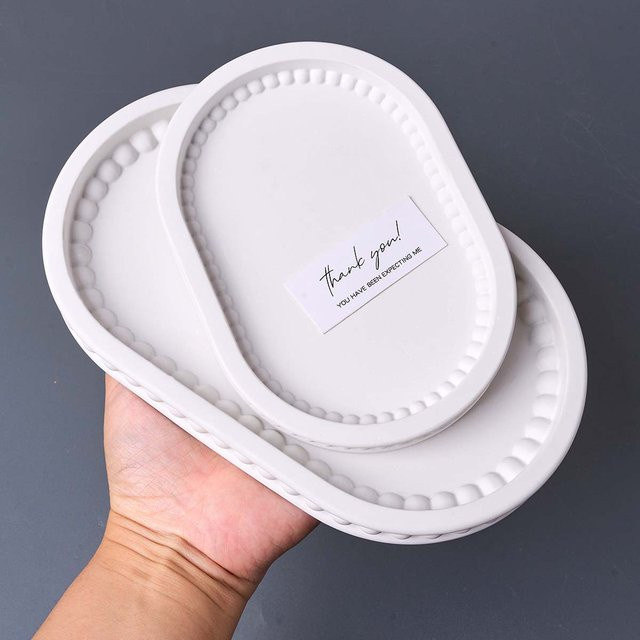 UDOCOOL Silikonform für DIY Perlen Ablage und Schmuck Display in Weiß, Oval Form für Gips und Harz - Bild 1