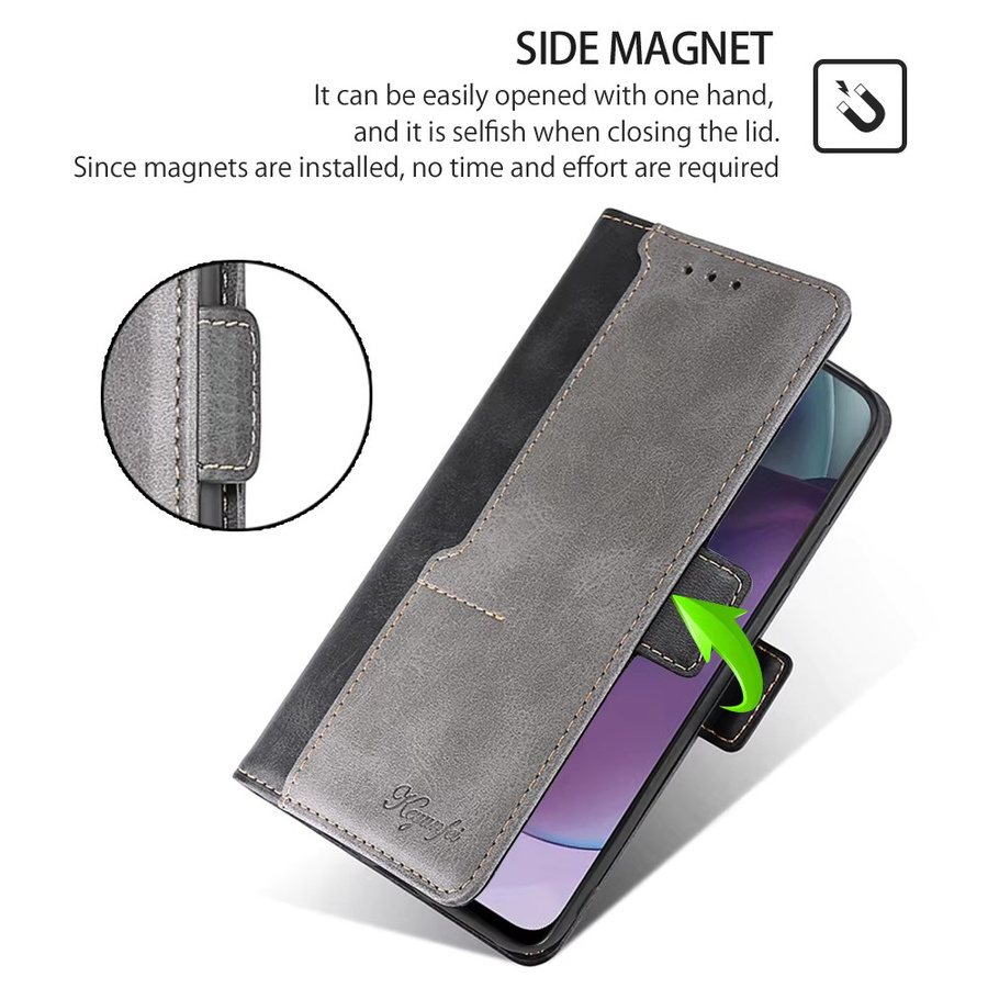 Business PU Leder Flip Book Case für Motorola E14 G64 G64Y G85 G54 Moto G Power G Play G 5G 2024 Schutzhülle mit Kartenhalter in Braun - Bild 5