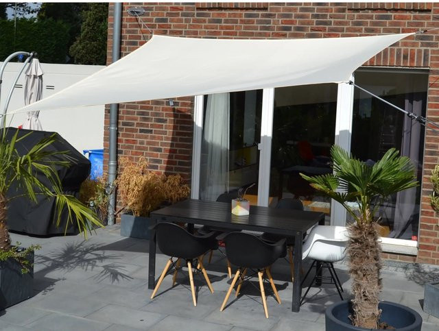 Floracord Vierecksonnensegel aus Polyester in Elfenbein mit Regenschutz, B/T: 300 x 400 cm - Bild 1