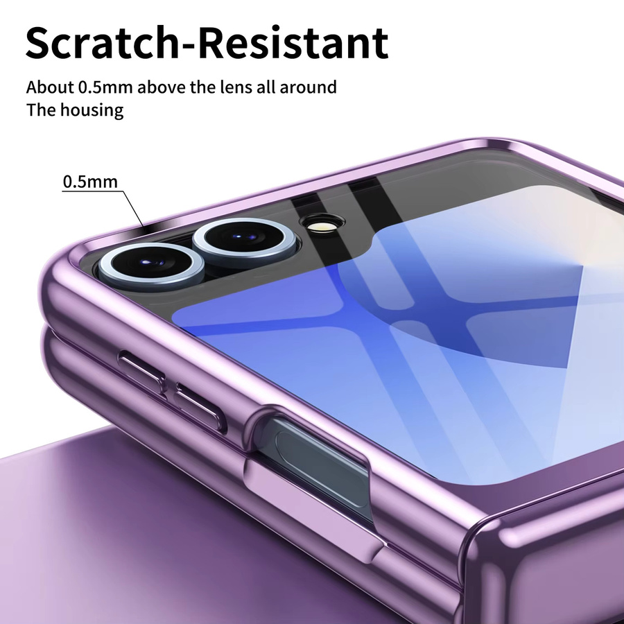 Transparente Handyhülle mit Scharnierschutz und gehärteter Filmabdeckung für Samsung Galaxy Z Flip 7, Z Flip 6, Z Flip 5 und Z Flip 4 in Pink - Bild 3