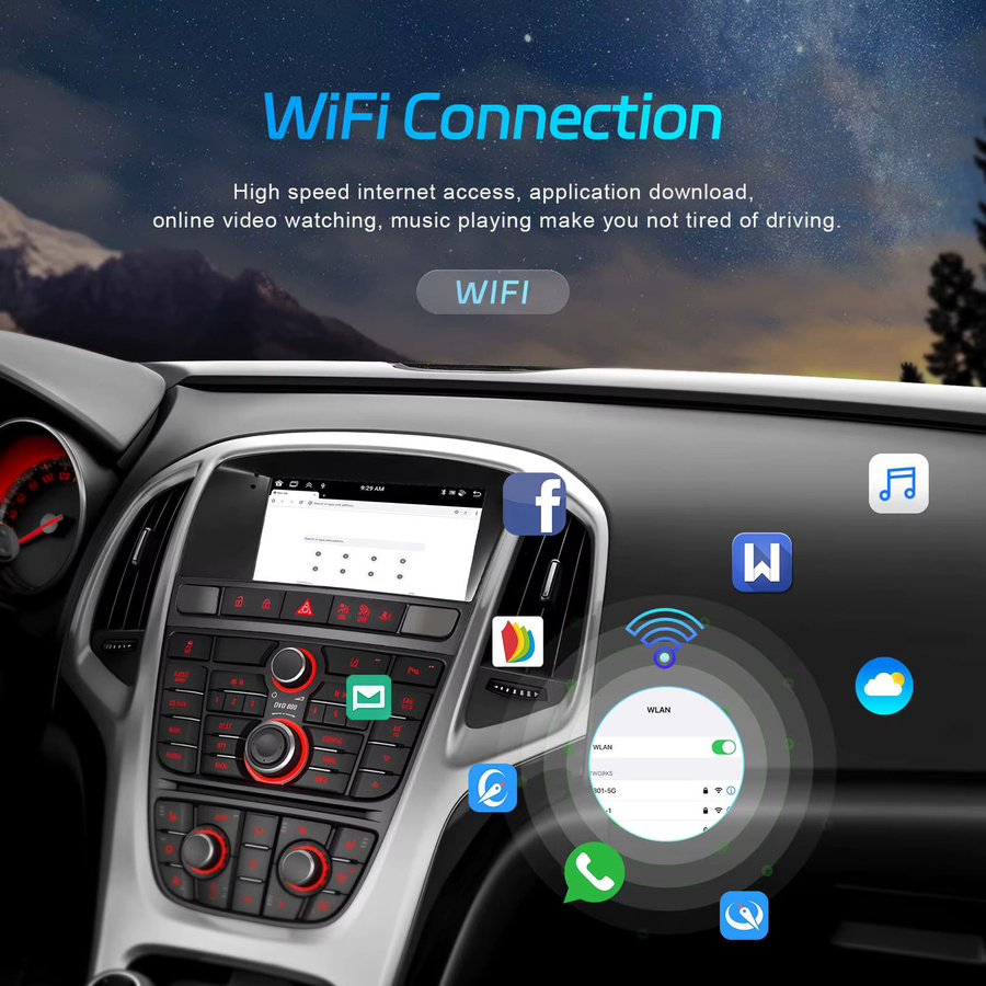 Podofo Android Autoradio mit 7 Zoll Display, 6 GB RAM + 128 GB Speicher, GPS, WiFi, CarPlay und Android Auto für Buick Excelle 2010-2014 und Opel Astra J 2011-2012, Schwarz - Bild 4