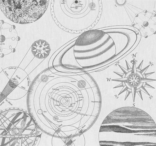 Komar Vliesfototapete Cosmos Sketch in Grau, B: 300 cm x H: 280 cm - Bild 1