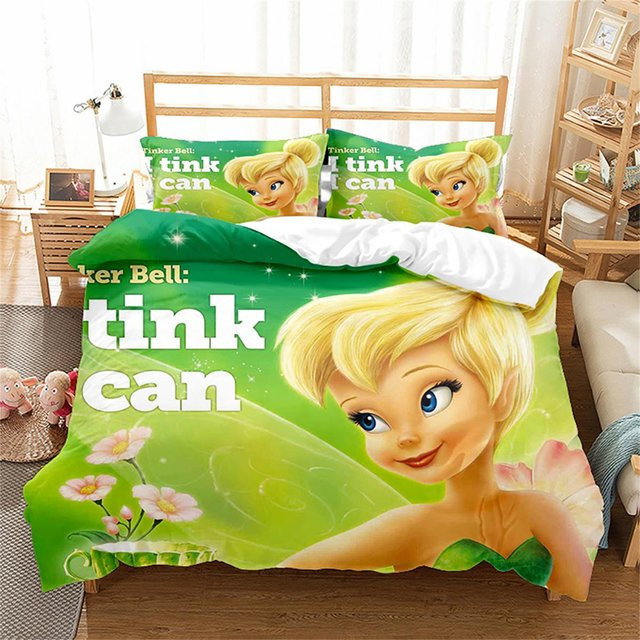 Flylo Bettwäsche-Set T-Tinker B-Bell mit Kissenbezügen, 3D Steppdeckenbezug aus Mikrofaser in Grün, Breite: 100 cm, Breite: 135 cm - Bild 1