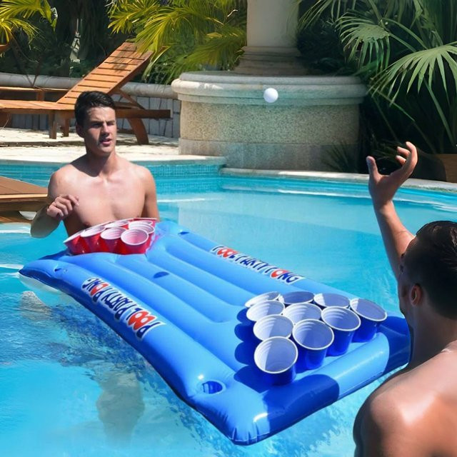 YHSBUY Aufblasbare Wasser-Hängematte mit Getränkehalter und Bier-Tisch in Blau - Bild 1