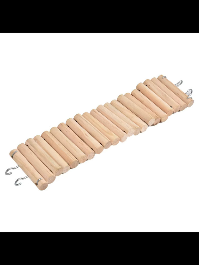 TOPINCN Hamster-Holzleiter als Kletterleiter für Hamster und Papageien, braune Hängebrücke aus unbehandeltem Holz, Breite: 7,5 cm, Länge: 30 cm - Bild 2