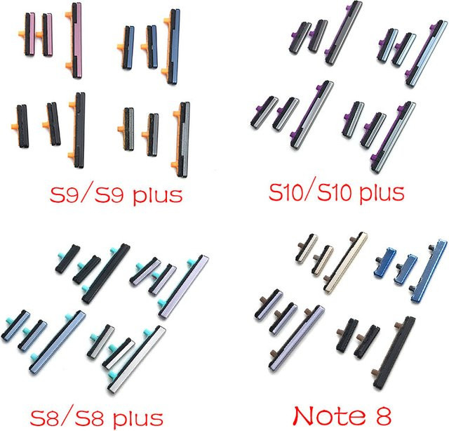 Seitentasten-Set für Samsung S8 S9 S10 Plus Note 8 S10 Lite mit Power- und Lautstärketasten in Schwarz und Multicolour - Bild 1