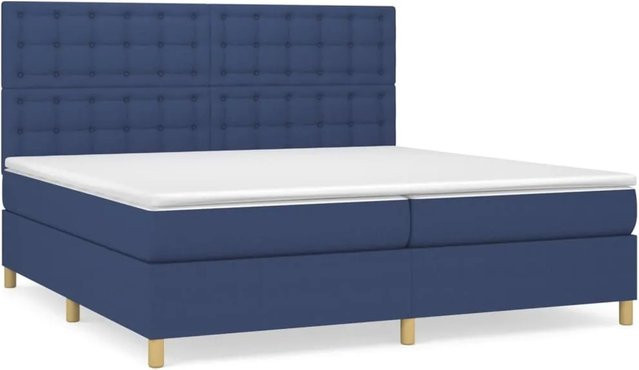 vidaXL Boxspringbett Hybrid mit Matratze Blau/Weiß B/T/H: 200 x 200 x 203 cm - Bild 1