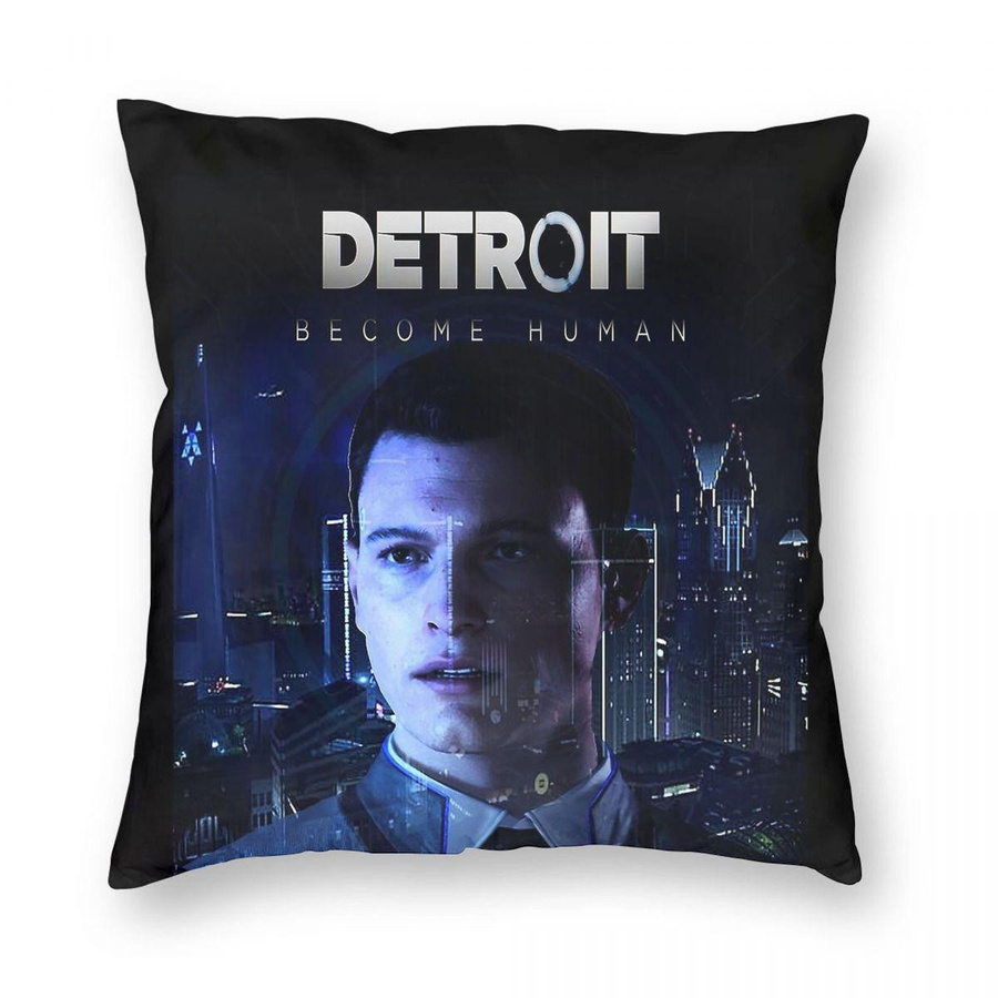Detroit Become Human Connor Quadratischer Kissenbezug aus Polyester und Leinen mit Samt-Finish, Mehrfarbig, B/B: 18 x 18 cm - Bild 3