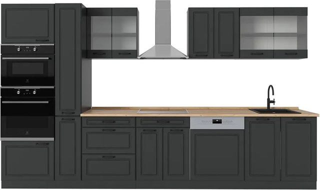 Vicco R-Line Küchenzeile Landhausstil Anthrazit B/H/T: 350 x 207 x 60 cm - Bild 1