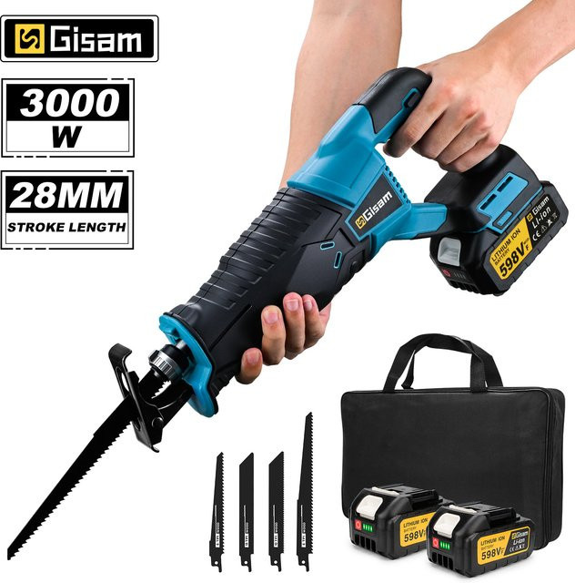 Gisam G perfil 10000SPM Elektrische Säbelsäge Multifunktions-Akku-Elektrosäge zum Schneiden von Metall, Holz und Rohren, kompatibel mit Makita 18 V Akku - Bild 1