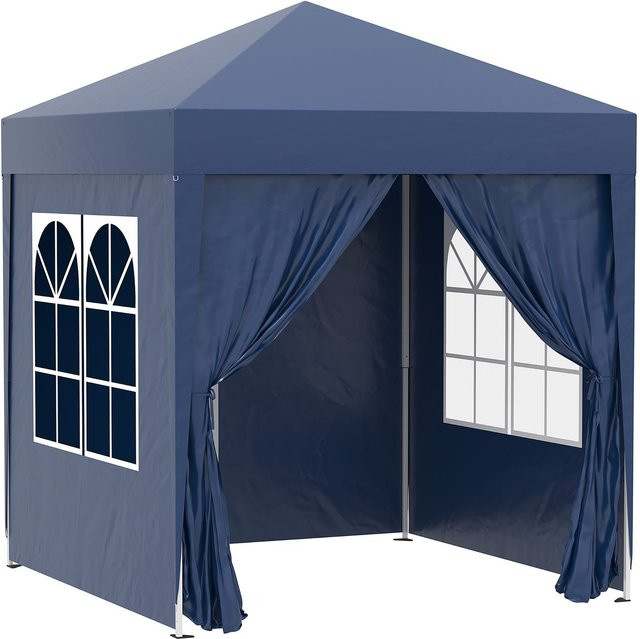 Outsunny Faltpavillon mit Pyramidendach aus Oxford-Gewebe und Stahlgestell in Blau, B/H/T: 200 x 240 x 200 cm - Bild 1