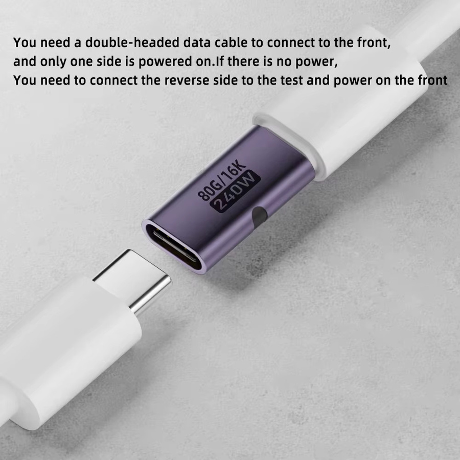 PD 240 W Typ-C-Adapter Thunderbolt 4 USB-C-Koppler mit 80 Gbit/s Datenübertragung und 16K bei 60 Hz, Schwarz - Bild 4