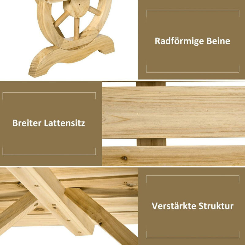 Outsunny Gartenbank aus Tannenholz in Natur, rustikale wetterfeste Sitzbank für Garten und Terrasse, B/T/H: 98 x 50 x 39,5 cm - Bild 4