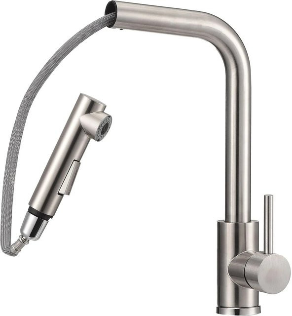 PXloue Einhebelmischer Waschtischarmatur aus Edelstahl in Silber/Grau für Waschbecken und Bad - Bild 1
