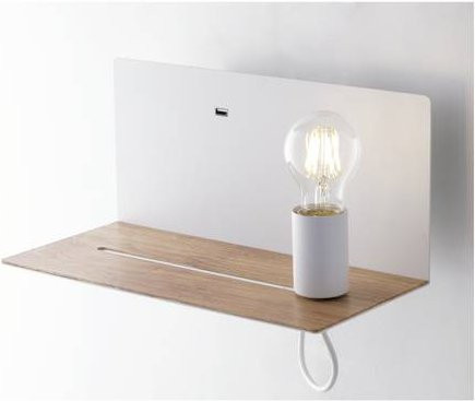 ECO-Light Wandleuchte Flash I-FLASH-AP BCO in Weiß und Naturholzoptik mit verstellbarem Leuchtmittel und E27 Fassung