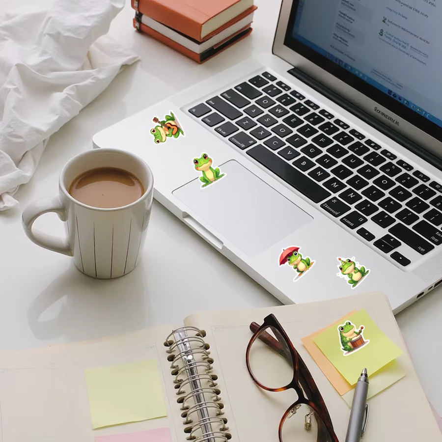 50 Stück Wasserdichte Frosch und Stern Kinder Aufkleber aus PVC in Multicolour für Trinkflaschen und Laptops - Bild 3