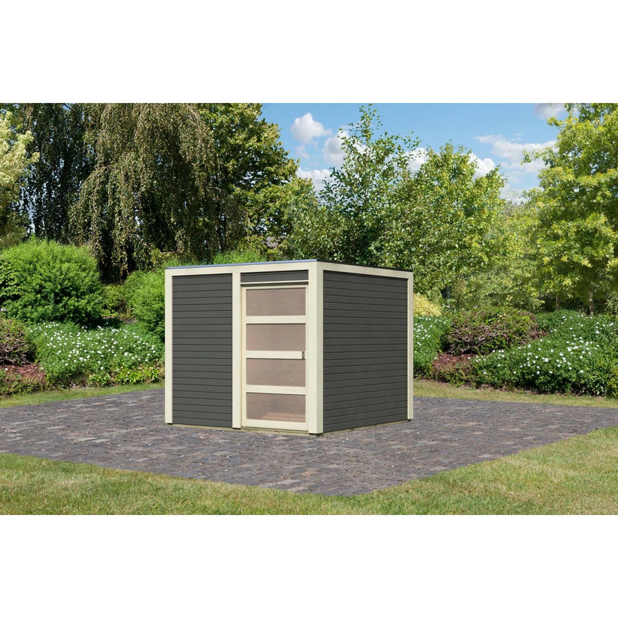 Karibu Holz-Gartenhaus Cuadrado in Terragrau mit Flachdach und modernem Design, B/T/H: 242 x 242 x 214 cm - Bild 2