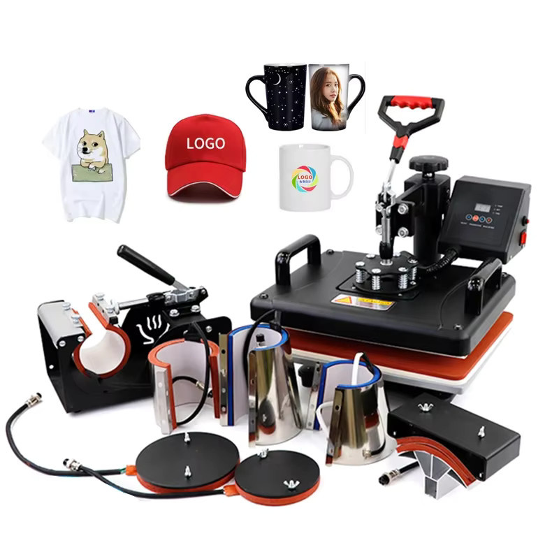 8 in 1 Combo Sublimation Wärmeübertragungsmaschine für DIY Projekte mit T-Shirts, Bechern, Kappen und Flaschen in Schwarz - Bild 3