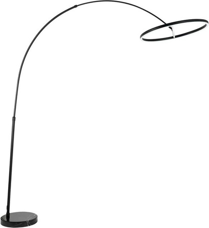 Lucande LED Stehlampe Virvera Bogenleuchte in Schwarz aus Aluminium und Marmor für dein Wohnzimmer, Höhe: 230 cm, Breite: 60 cm, Tiefe: 36 cm