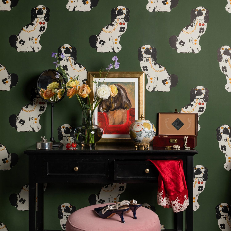Studio Lisa Bengtsson Tapete Gloria 1342 mit Tiermotiv in Schwarz Weiß Grün im skandinavischen Design aus Vlies - Bild 1