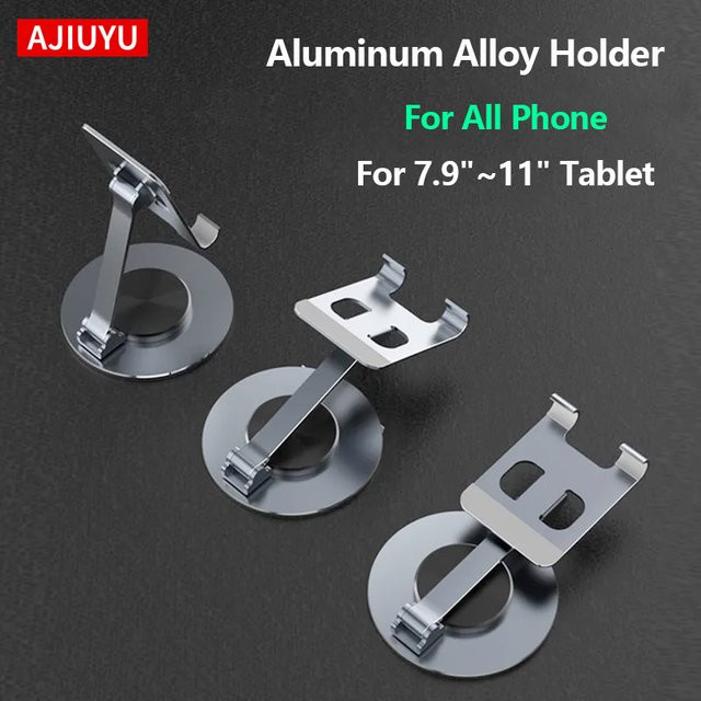 AJIUYU Faltbarer Handyhalter und Tablet-Ständer aus Aluminiumlegierung in Silber für iPhone und iOS-Geräte - Bild 1
