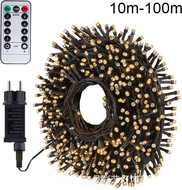 Topdii LED Fee Lichterkette für Outdoor und Garten mit 800 LEDs in Warmweiß, 102 m Länge, 220V Netzbetrieb - Bild 1