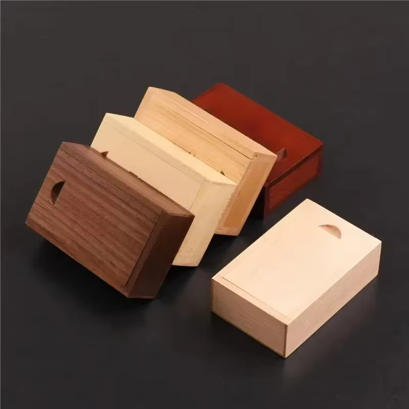5er Set unfertige Aufbewahrungsboxen aus natürlichem Holz mit Schiebedeckel in Braun für Schmuck und Geschenke - Bild 1