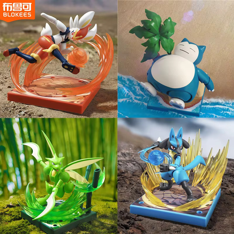 Blokees Pokémon Pikachu Scyther Snorlax Lucario Charizard Greninja Meowscarada Ceruledge, Bausteine, Anime Puppe - Bild 2
