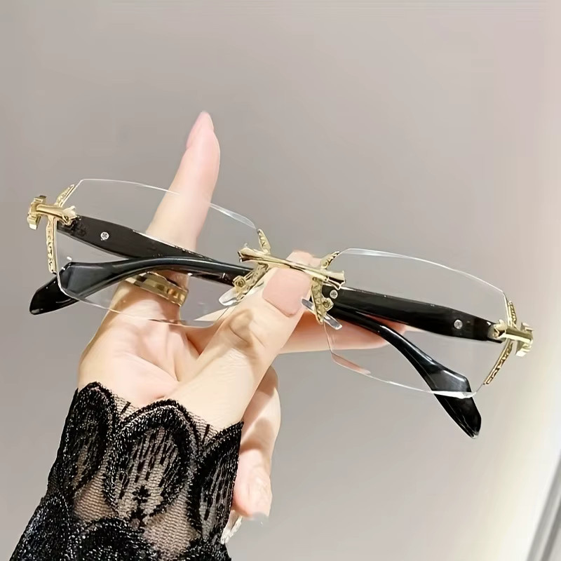 ERIKOLE Korrektionsbrille, randlos, quadratisch, Unisex, Metall, Anti-Blaulicht - Bild 2