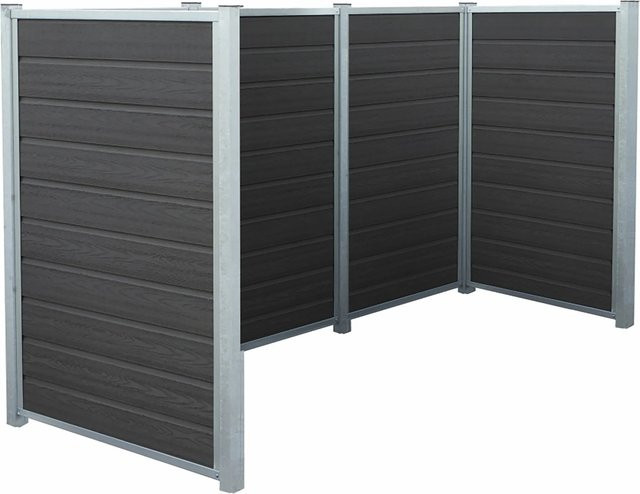Plus Mülltonnenverkleidung Artura aus WPC mit Holzstruktur in Schiefergrau/Anthrazit, B/T/H: 288 x 99 x 142 cm - Bild 1