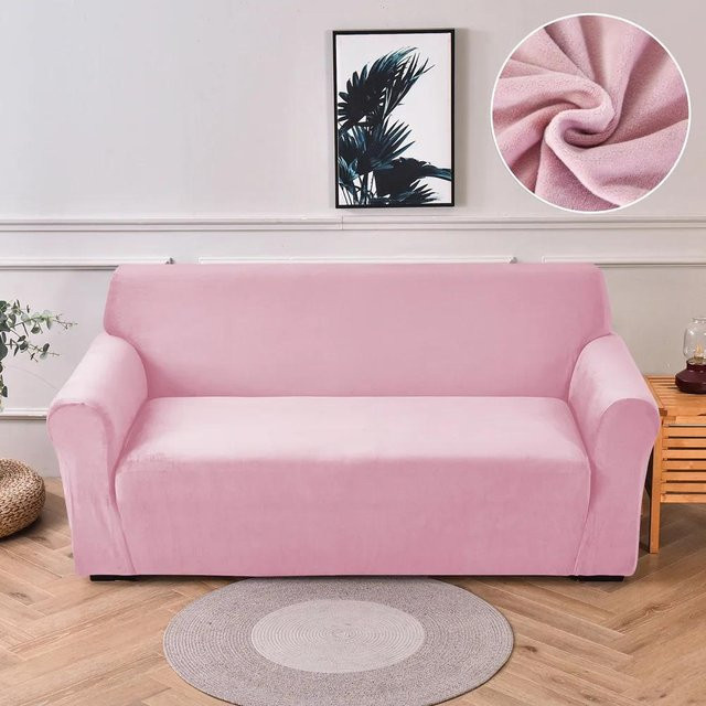 Stretch-Sofabezug aus Samtstoff für 2-Sitzer, modern und rutschfest, Farbe: Pink, Breite: 145-185 cm - Bild 1