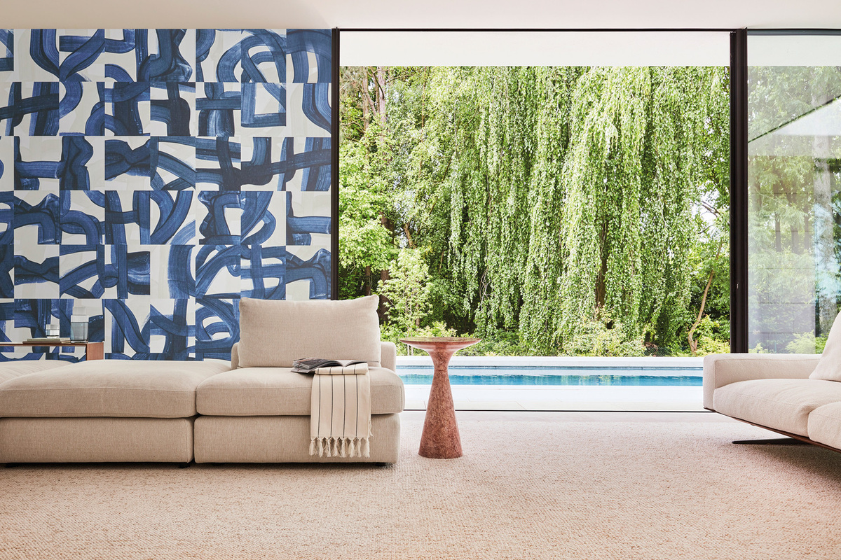 Omexco Wallpaper Grandeur RIV60 Tapete mit abstraktem Design in Blau, Vliesbeschichtung, abwaschbar - Bild 1