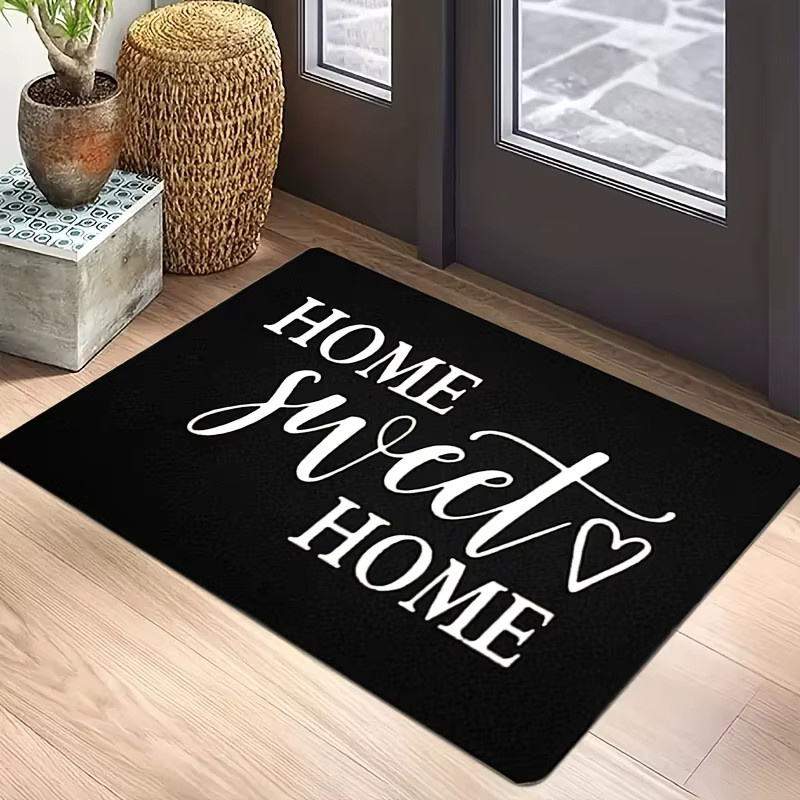 VIKAMA Home Sweet Home Willkommens-Fußmatte mit Herz-Design, rutschfester Teppich aus Polyester in Schwarz, B/T: 60 x 40 cm - Bild 2