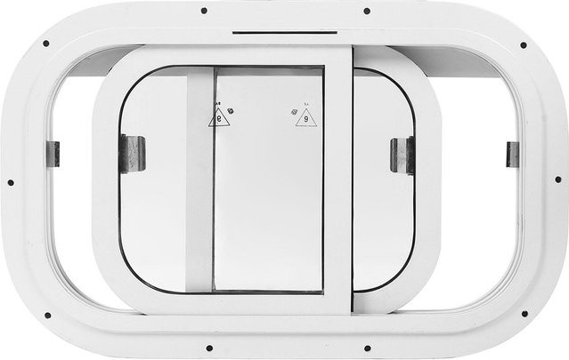 Aimo Marinefenster Abgerundetes Schiebefenster Bidirektional in Weiß und Transparent mit Aluminiumrahmen B/H: 50,0 x 30,0 cm - Bild 1