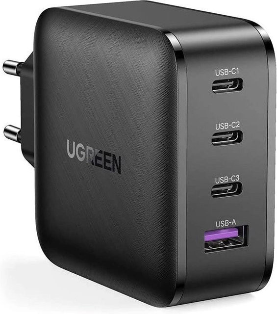 UGREEN Netzwerk-Ladegerät CD104, 65W, 3A, 1 x USB-A und 3 x USB-C, Schwarz - Bild 1
