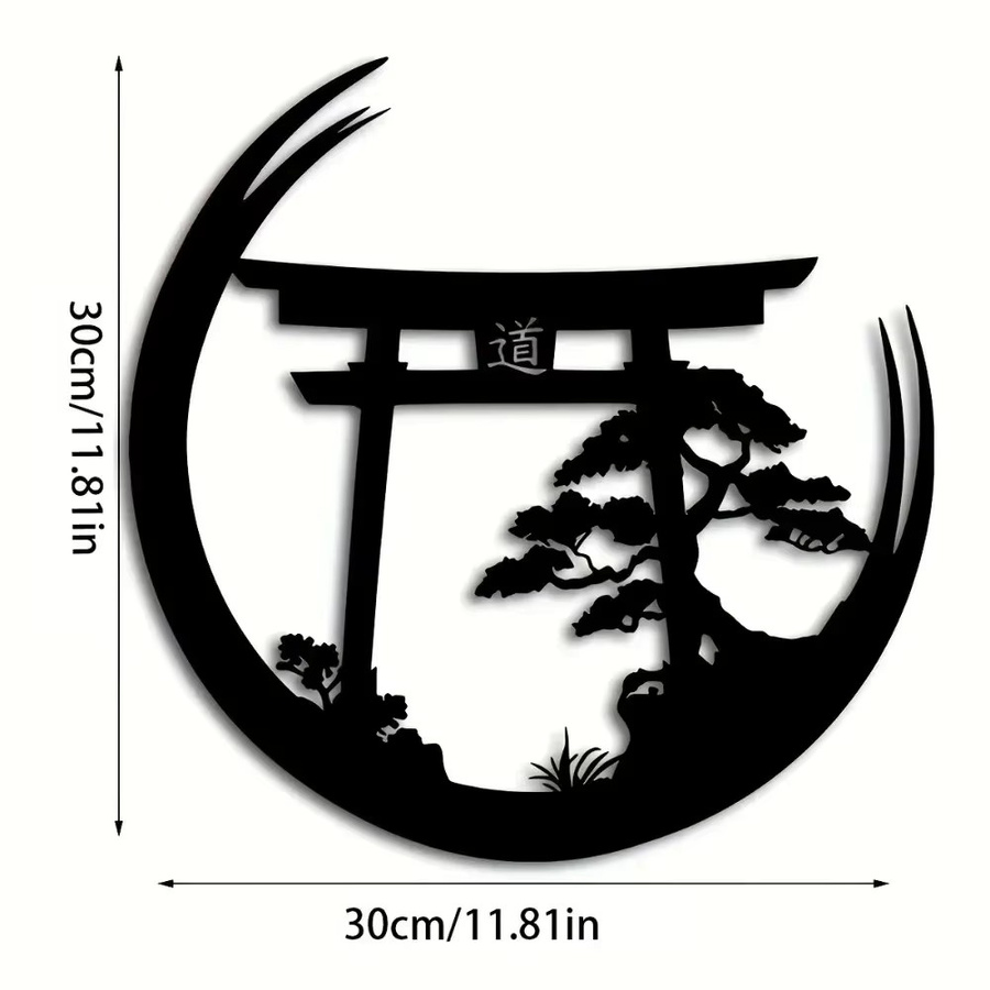 CIFBUY Japanisches Torii-Tor Wandkunst aus Metall in Schwarz, Minimalistische Zen-Gartenskulptur als abstrakte Hängedekoration - Bild 6