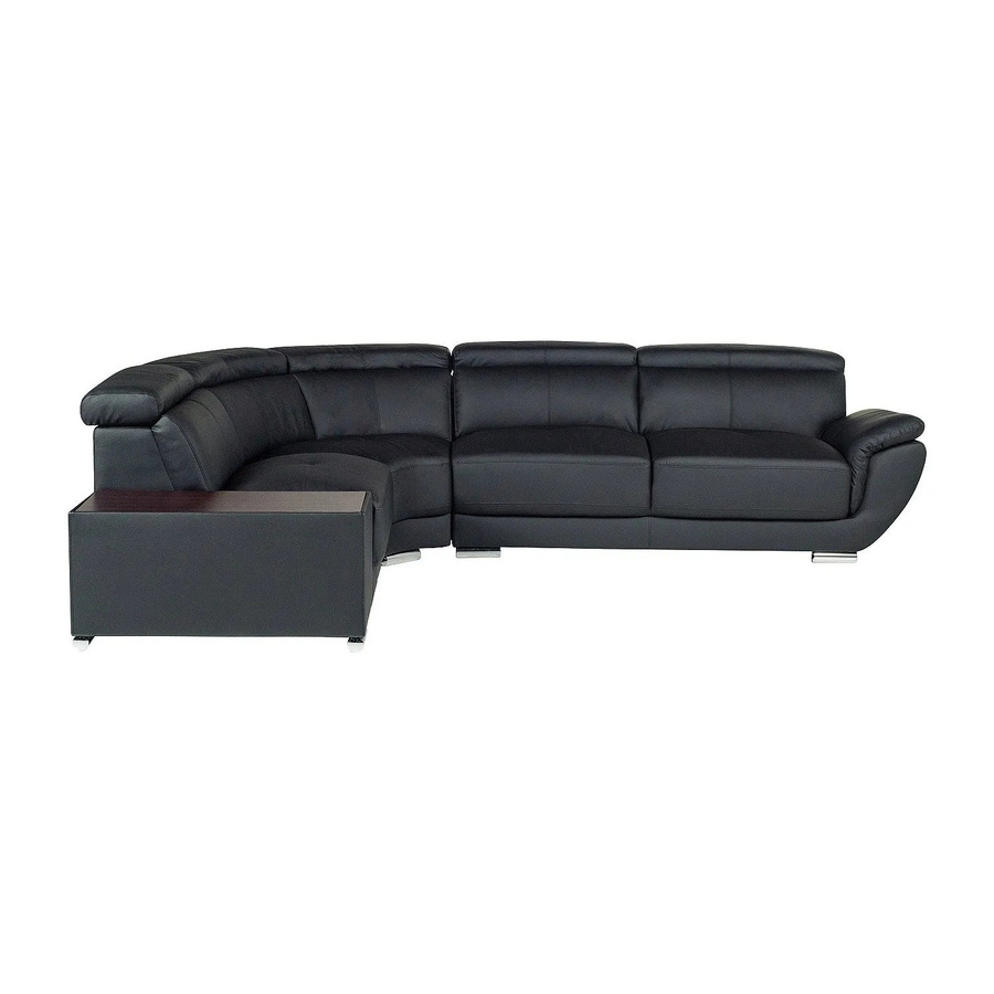 Vente-unique Sofa Nahia L-Form in Schwarz mit Lederbezug und Massivholzrahmen, Breite: 306 cm, Tiefe: 159 cm, Höhe: 78 cm - Bild 2