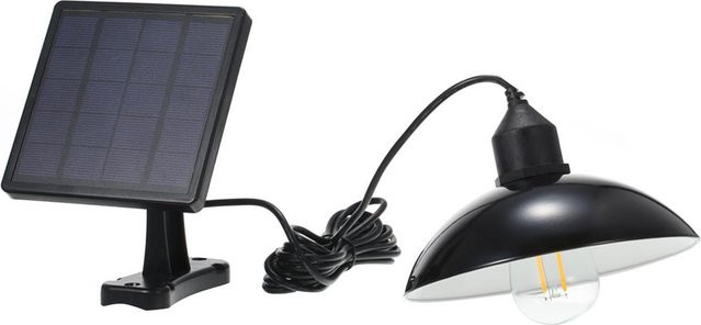 TOMTOP JMS Solarbetriebene Pendelleuchte für Außenbereiche im Industriestil, E27, Schwarz, IP65 wasserfest - Bild 1