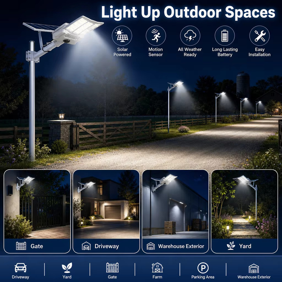 YQCHEZI Solar-Flutlicht in Weiß mit Bewegungssensor und 6500 K Kaltweiß für Garten und Außenbereich - Bild 6