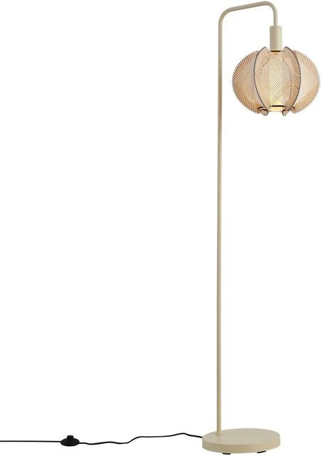 QAZQA Japandi Stehleuchte Gertie in Beige mit Rattan-Schirm und Metallfuß - Bild 1