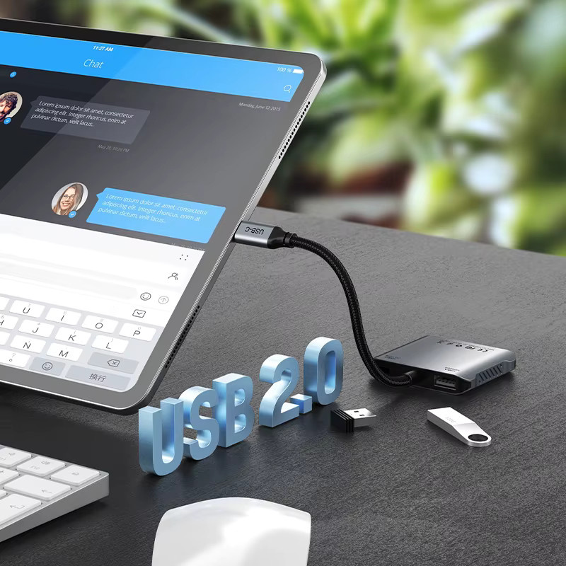 CABLETIME 5-in-1 USB-C-Hub mit Dual-HDMI 4K@60Hz und USB-C 3.2 PD140W in Grau für Laptop und Macbook Pro Air - Bild 3